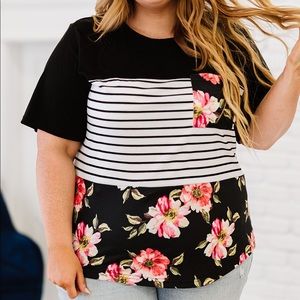 Plus Size Mixed Print Round Neck T-Shirt (1x-5x)